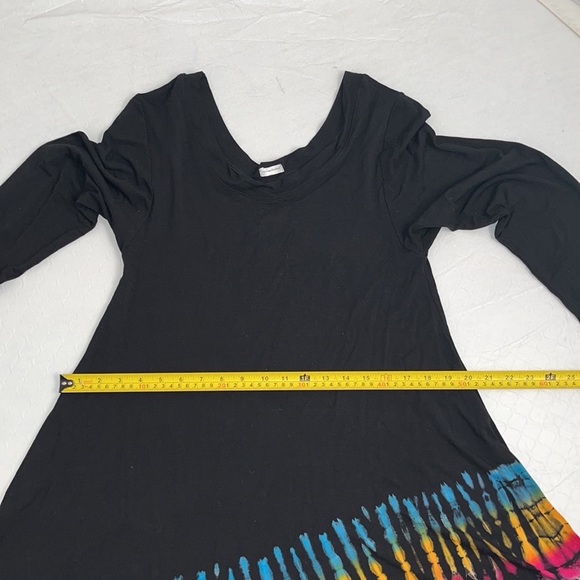 Boho half tie-dye tunic in black with rainbow tie dye S/M - Picture 8 of 12